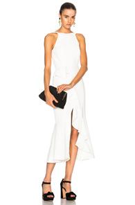 Nicholas Ruffle Dress In White