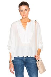 Nili Lotan Silk Tuxedo Top In White