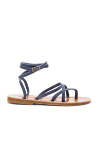 K Jacques Suede Zenobie Sandals In Blue