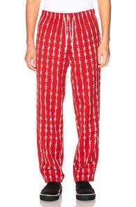 Warren Lotas Barbed Wire Pinstripe Gabardine Pajama Trouser In Abstract,red