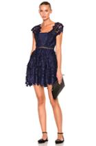 Self-portrait Clover Embroidered Mini Dress In Blue