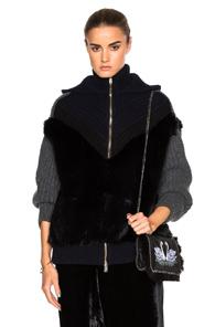 Stella Mccartney Faux Fur Knit Jacket In Blue