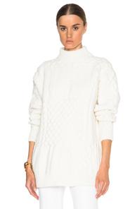 Nina Ricci Bi Color Patchwork Crewneck Sweater In White