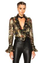 Roberto Cavalli Printed Blouse In Metallics,abstract