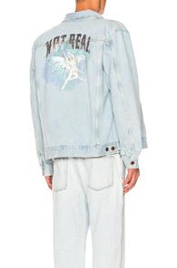 Off-white Not Real Angel Oversized Denim Jacket In Blue