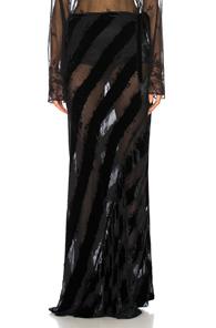 Ann Demeulemeester Velvet Stripe Maxi Skirt In Black