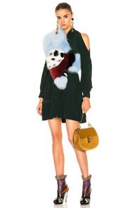 Fendi Royal Fox Scarf In Blue