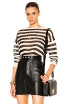 Saint Laurent Mohair Pullover Sweater In White,black,stripes