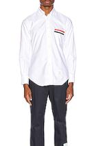 Thom Browne Pocket Collar Button Down Shirt In White