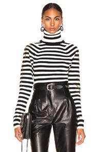 Haider Ackermann Striped Turtleneck Sweater In Black,stripes,white