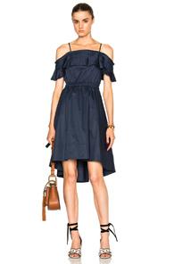 Tibi Ruffle Dress In Blue