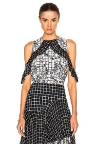 Preen Line Jenna Top In White,black,floral,checkered & Plaid