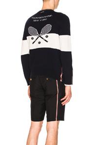 Thom Browne Cashmere Tennis Icon Crewneck In Blue