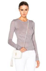 Enza Costa Bold Long Sleeve Crew Tee In Gray