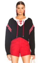 Monse Cropped Hockey Sweater In Black,red,stripes,white