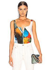 Mugler Abstract Top In Abstract,blue,white