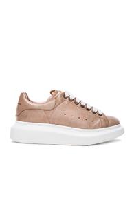 Alexander Mcqueen Platform Lace Up Leather Sneakers In Metallics,brown