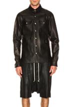 Rick Owens Leather Outershirt In Black