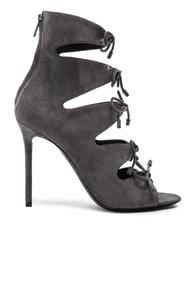 Balenciaga Suede Tie Booties In Gray
