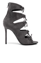 Balenciaga Suede Tie Booties In Gray