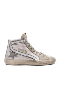 Golden Goose Canvas Slide Sneakers In White