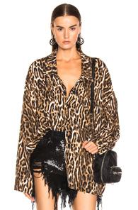 R13 Oversized Cowboy Shirt In Animal Print,brown