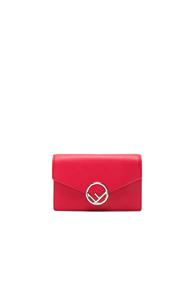 Fendi Medium Wallet On Chain In Red
