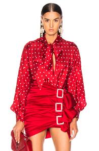 Alexandre Vauthier Dot Twill Blouse In Polka Dots,red