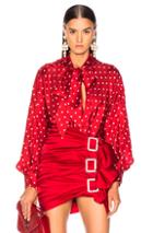 Alexandre Vauthier Dot Twill Blouse In Polka Dots,red