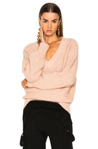 Chloe Chunky Stitch V-neck Sweater In Pink