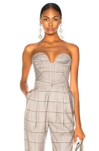 Carmen March Checked Bustier Top In Gray,plaid