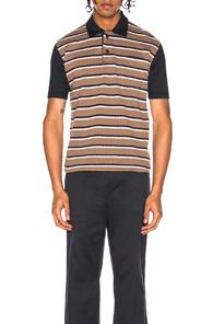 Junya Watanabe Pique Stripe Polo In Brown,stripes