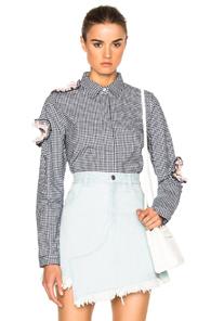 Sandy Liang Yukon Top In Black,checkered & Plaid