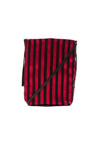 Ann Demeulemeester Striped Satchel In Red,black