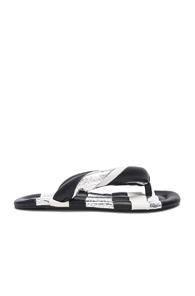 Isabel Marant Leather Eckily Sandals In Black,metallics,stripes
