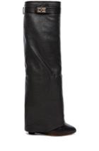 Givenchy Shark Lock Fold Over Wedge Boots In Black