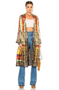 Etro Jasmin Coat In Abstract,green,purple,red,yellow
