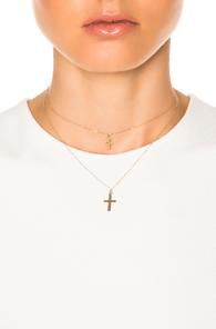 Erth For Fwrd 14k Gold Double Cross Necklace  In Metallics