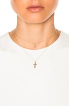 Erth For Fwrd 14k Gold Double Cross Necklace  In Metallics