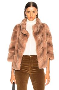 Yves Salomon Rex Rabbit Fur Jacket In Pink