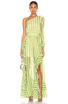 Patbo Striped One Shoulder Maxi Dress In Green,stripes