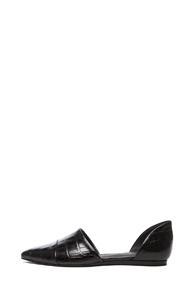 Jenni Kayne D'orsay Croc Embossed Leather Flats In Black