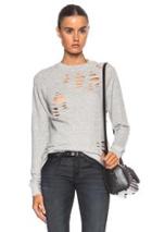 R13 Shredded Zip Side Cotton Sweatshirt In Gray