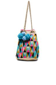 Sophie Anderson Caro Bag In Neutrals,geomtric Print,blue