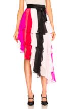 Rodarte Asymetrical Silk Chiffon Skirt In Pink,red,stripes,white