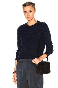 Raquel Allegra Slit Elbow Crew Sweater In Blue