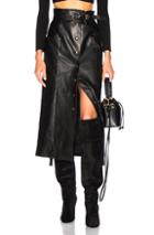 Alberta Ferretti Button Front Leather Midi Skirt In Black