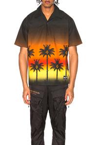 Marcelo Burlon Red Palm Shirt In Black,ombre & Tie Dye