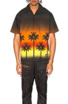 Marcelo Burlon Red Palm Shirt In Black,ombre & Tie Dye
