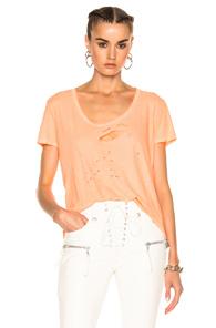Unravel Distressed Jersey Basic Tee In Orange
